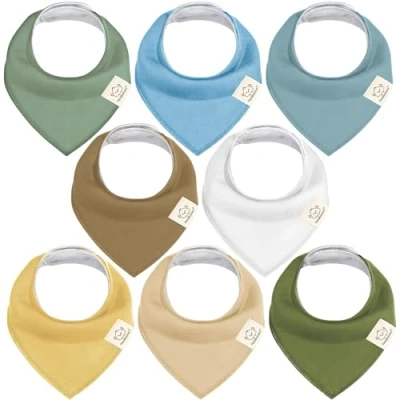 Abbildung von 8 Stück Dreieckstuch Baby Junge, Mädchen Unisex Bandana Lätzchen Baby, Super Absorbierende Halstuch Bio Baumwolle Lätzchen, Halstücher für Säuglinge, Sabberlätzchen (Daybreak)
