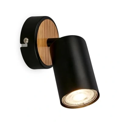 Abbildung von BRILONER Wandleuchte innen schwenkbar, GU10 Fassung, max. 9 W, Leselampe, Wohnzimmerlampe, Lampe, Wandlampe, Küchenlampe, Flurlampe, Schlafzimmer, Wandbeleuchtung, 8x15,5 cm, Schwarz Holz