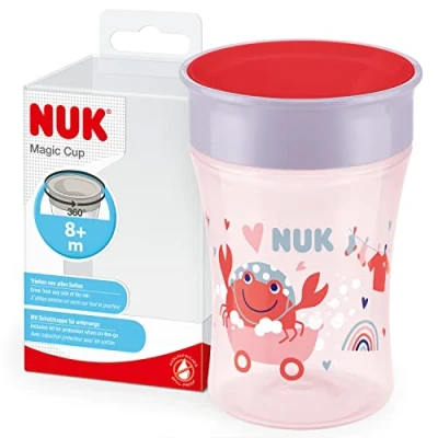 Abbildung von NUK Magic Cup Trinklernbecher 8+ Monate 230 ml auslaufsicherer 360 Trinkrand BPA frei rote Krabbe