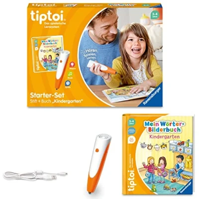 Abbildung von Ravensburger tiptoi Starter Set 00113: Stift und Wörter Bilderbuch Kindergarten Lernspiele für Kinder ab 3 Jahren Spielzeug Jahre, tolles Weihnachtsgeschenk