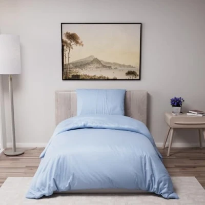 Abbildung von Dreamzie Bettwäsche Set 135x200 cm mit 1 Kissenbezügen 80x80 Blau Bettbezug Einzelbett aus 100% Mikrofaser Zertifiziert ohne Chemikalien (Oeko TEX)
