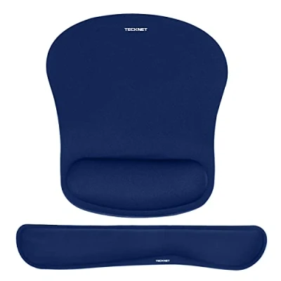 Abbildung von TECKNET Mauspad mit Handauflage, Gelkissen Mousepad und Ergonomische Memory Foam Tastatur Handgelenkauflage Set, Wasserdicht Mausunterlage für Computer Laptop, Blau