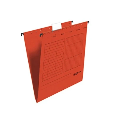 Abbildung von Original Falken 25er Pack Hängemappe UniReg. Made in Germany. Aus Recycling Karton für DIN A4 seitlich offen rot Blauer Engel ideal die lose Blatt Ablage im Büro und der Behörde