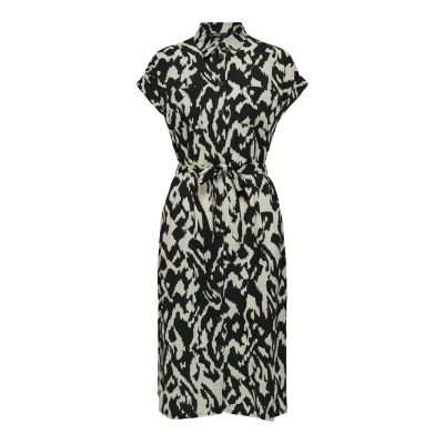 Abbildung von ONLY MIDI Blusenkleid, Damen, Größe: 38, Birch black graphic