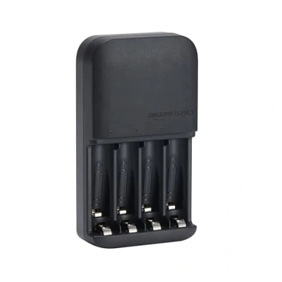 Abbildung von Amazon Basics Batterieladegerät Für AA und AAA NiMh Akkus, EU Stecker, 4 Batterien, Schwarz