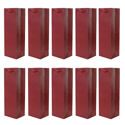 Abbildung von 10er Packung Flaschentüten Geschenktüten dunkelrot für Wein Sekt und Champagner geeignet 36x12x10