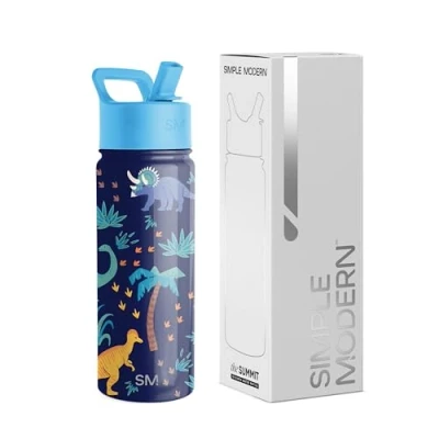 Abbildung von Simple Modern Trinkflasche Kinder mit Strohhalm Sport Isolierte Edelstahl Kindertrinkflasche für Kleinkinder Jungen und Mädchen Summit 530ml Jurassic Jungle