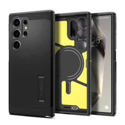 Abbildung von Spigen Tough Armor MagFit Hülle Kompatibel mit Samsung Galaxy S24 Ultra MagSafe Case Schwarz
