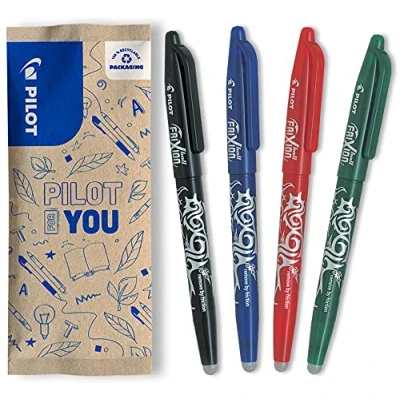 Abbildung von PILOT FriXion Ball, radierbarer Tintenroller , 4er Set (Schwarz, Rot, Blau, Grün)