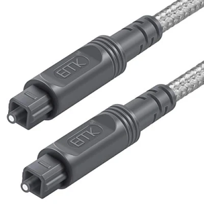Abbildung von EMK Optisches Kabel Audiokabel Digital Toslink Spdif Kompatibel mit TV, Soundbar, Heimkino, Xbox, PS4 und Mehr (Geflochtene Baumwolle Weiß, 2M)