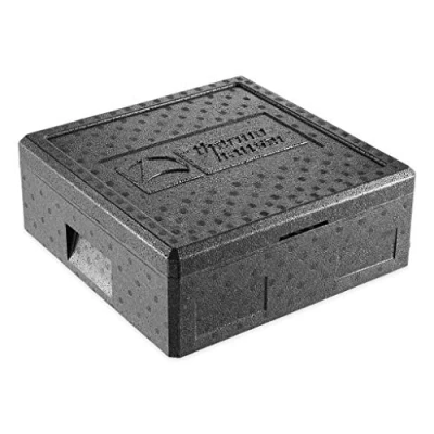 Abbildung von thermohauser EPP Thermobox Pizza schwarz mit Deckel 12,5 Liter 41 x 16 cm Pizzabox für Lieferservice