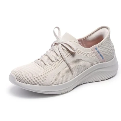 Abbildung von Skechers Damen Ultra Flex 3.0 Brilliant Path Sneakers,Sports Shoes, Natural Knit/Periwinkle Trim, 38.5 EU