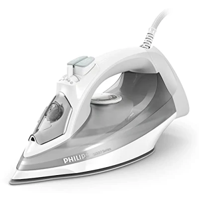 Abbildung von Philips Series 5000 Dampfbügeleisen 2400 W, konstante Dampfleistung 40 g/min, Dampfstoß 160 g, Vertikaldampf, SteamGlide Plus Bügelsohle, weiß/grau (DST5010/10)
