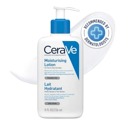 Abbildung von CeraVe Körperlotion mit Pumpspender, Für trockene bis sehr Haut, Feuchtigkeitscreme Hyaluron und 3 essenziellen Ceramiden, Geeignet bei Neurodermitis, 236 ml