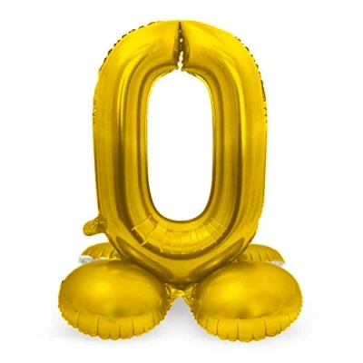 Abbildung von Folat 64700 Folienballon Zahl 0 Gold mit Basis ca. 81 cm