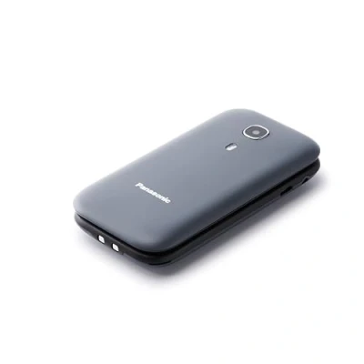 Abbildung von Panasonic KX TU400EXG Seniorenhandy zum Aufklappen ohne Vertrag (SOS Notruftaste, Taschenlampenfunktion, große getrennte Tasten, Schrift, kabelloses Gerät), grau