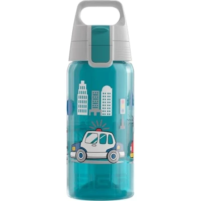 Abbildung von SIGG Trinkflasche Kinder Viva One Police Für Kohlensäurehaltige Getränke Geeignet Auslaufsicher Spülmaschinenfest BPA frei Sport &amp; Schule Blau 0,5L