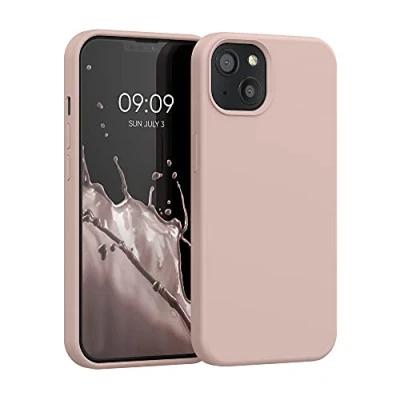 Abbildung von kwmobile Hülle kompatibel mit Apple iPhone 13 Silikon Handy Case Handyhülle weiche Oberfläche kabelloses Laden Altrosa