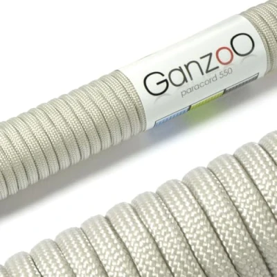 Abbildung von Ganzoo Paracord 550 Seil Edel Grau 4mm Schnur Typ 3, Nylon &amp; Polyester, ideal für Basteln von Hundeleine Halsband Armband/Camping Survival und Outdoor 3 Meter Allzweckseil 7 Innenstränge