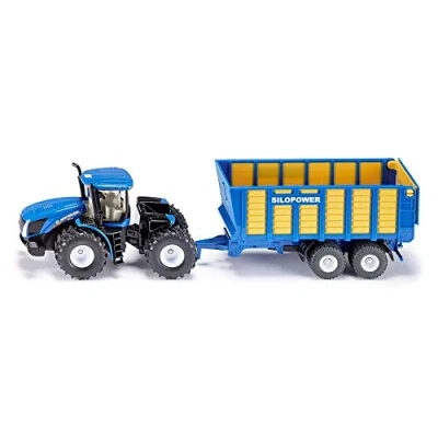 Abbildung von siku 1947, New Holland Traktor mit Silagewagen, 1:50; Metall/Kunststoff, Blau, Viele Funktionen