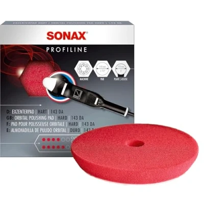 Abbildung von SONAX ExzenterPad hart 143 DA (1 Stück) harte feinporige Polierscheibe zum Schleifpolieren von verkratzten und verwitterten Fahrzeuglacken, Art Nr. 04934000