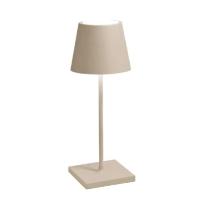 Abbildung von Zafferano, Poldina Pro Mini Lampe, Kabellose, Wiederaufladbare Tischlampe mit Touch Control, Auch für den Außenbereich Geeignet, Dimmer, 2200 3000 K, Höhe 30 cm, Farbe Sand
