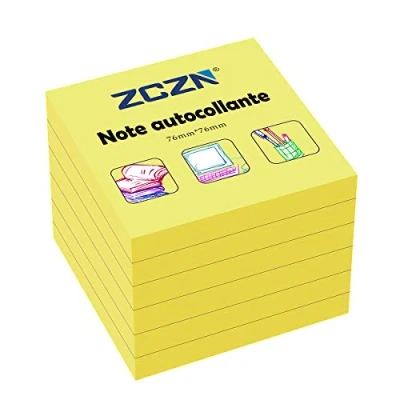 Abbildung von ZCZN Haftnotiz Sticky Notes Selbstklebende Haftnotizzettel Notizzettel Klebezettel 6 Blöcke, 80 Blatt, 76 x mm, gelb