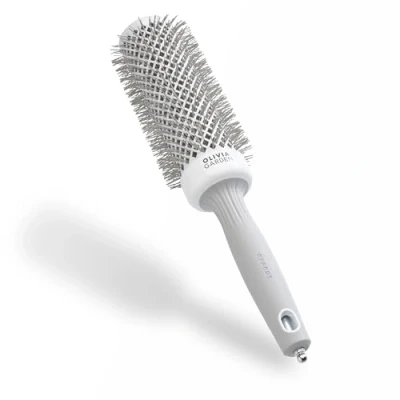 Abbildung von Olivia Garden Expert Blowout Speed Weiß &amp; Grau 45 Keramik Rundbürste mit extra langem Barrel für 25% schnellere Blowouts