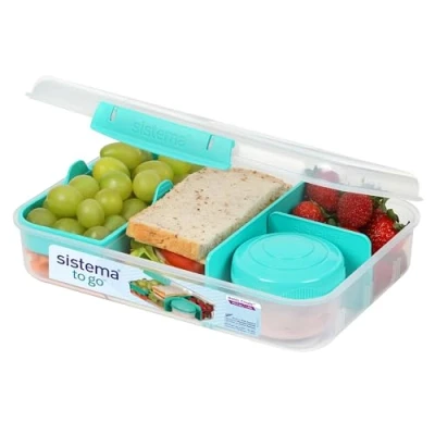 Abbildung von Sistema TO GO Bento Box Create Lunch mit Fächern &amp; Snack Pot 1.48L BPA frei Minty Teal