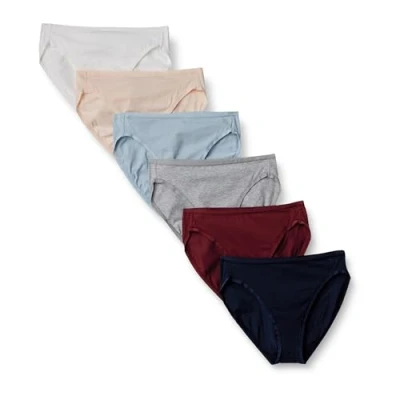Abbildung von Amazon Essentials Damen Slip aus Baumwolle mit hohem Beinschnitt (in Übergröße erhältlich), 6er Pack, Kühle Farben/Warme Nuancen, 46
