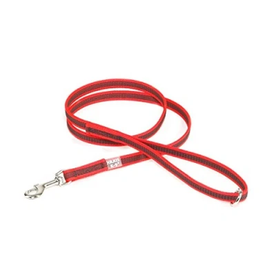 Abbildung von IDC Color &amp; Gray gumierte Leine, 14 mm x 1,2 m mit Schlaufe und O ring, Rot Grau