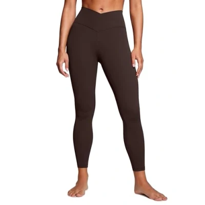 Abbildung von CRZ Yoga Damen Butterluxe Cross Waist Workout Leggings V High Waisted Bauchkontrolle Gym 64cm Heißes Fudge Brown 36