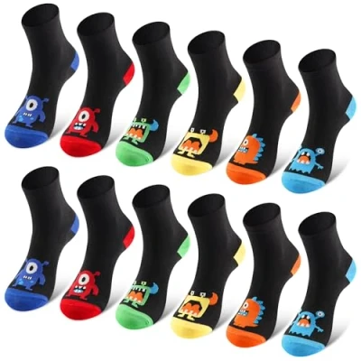 Abbildung von L&amp;K II 12er Kinder Jungen Socken mit niedlichen Mustern Turnschuhe farbige Baumwolle 2878 31 34