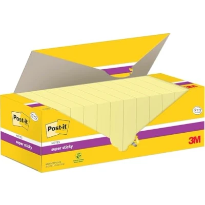 Abbildung von Post it Super Sticky Notes, Vorteilspackung mit 24 Blöcken, 90 Blatt pro Block, 76 mm x mm, Farbe: Gelb Extra stark klebende Notizzettel für Notizen, To Do Listen und Erinnerungen, Mittel