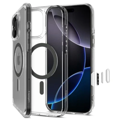Abbildung von Spigen für iPhone 16 Pro Hülle [Camera Control Button] Kamerasteuerung Aktivierte Case Ultra Hybrid T MagFit [Anti Yellowing] Kamerabutton Kameraknopf Handyhülle Kompatibel mit MagSafe Graphite