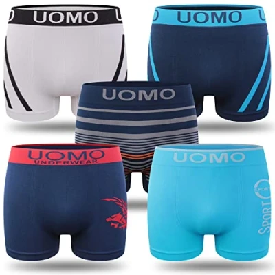 Abbildung von L&amp;K 5er Pack Boxershorts Jungen aus Mikrofaser Größe ab 140/146 bis 176/182 mit Motiv bequem Seamless Kinder Unterhosen 1601 Zufall