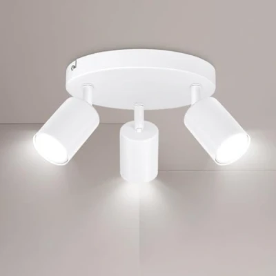 Abbildung von Ketom GU10 Deckenstrahler LED Weiß 3 Flammig Holz Deckenleuchte Schwenkbar Modern Strahler Deckenspot Deckenlampe Spot Ohne Leuchtmittel
