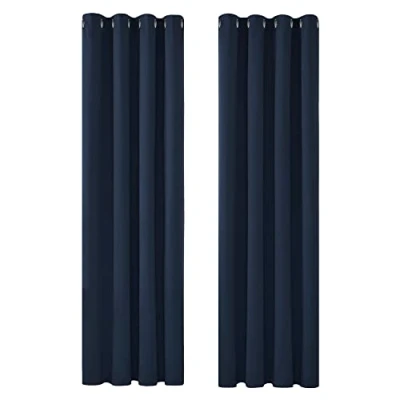 Abbildung von Deconovo Blickdichte Gardinen Kälteschutzvorhang Blickdicht Vorhang Verdunkelung, 229x117cm(HöhexBreite), Dunkelblau, 2er Set