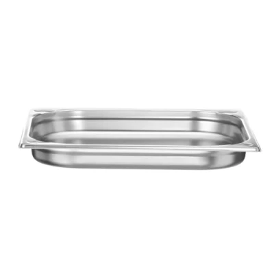 Abbildung von HENDI Gastronormbehälter, Temperaturbeständig von 40 bis 300C, Heissluftöfen Kühl und Tiefkühlschränken Chafing Dishes Bain Marie, Stapelbar, 3L, GN 2/3, 354x325x(H)40mm, Edelstahl
