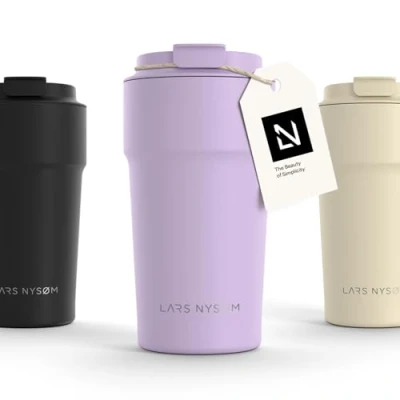 Abbildung von LARS NYSØM Thermo Kaffeebecher to go 500ml Travel Mug 0,5 Liter mit Isolierung Auslaufsicherer Edelstahl Thermobecher für Kaffee und Tee unterwegs Teebecher (Lavender Purple, 500ml)