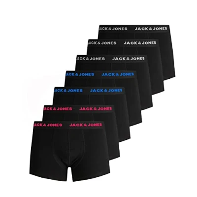 Abbildung von JACK &amp; JONES Herren JACBELMO Trunks 7 Pack, Black/Logo Weiß/Orange/Grün, XL