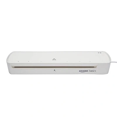 Abbildung von Amazon Basics Thermo Laminiergerät, DIN A3 Format, inklusive 20 x Laminierhüllen, Weiß