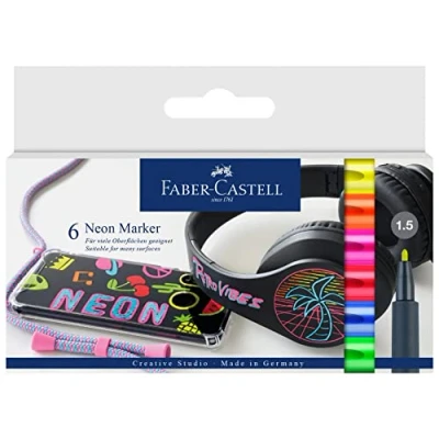 Abbildung von FABER CASTELL 160806 Neon Marker, Layoutmarker, 6er Etui Multimarker