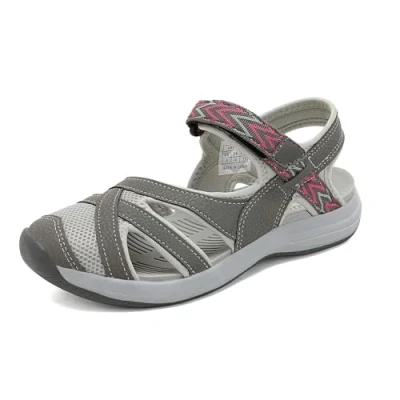 Abbildung von DREAM PAIRS Sandalen Damen Outdoor Trekkingsandalen Wandersandalen mit rutschfester TPR Sohle und EVA Zwischensohle,Size 40.5,Grau/Koralle,181103