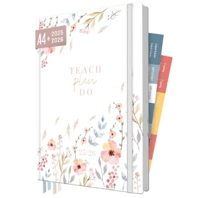 Abbildung von Häfft® Lehrer Planer 2025/2026 A4 + &quot;Sweet Flowers&quot; Hardcover Lehrerkalender/Schulplaner mit Wochenkalendarium, 226 Seiten, Stickern und mehr nachhaltig &amp; klimafreundlich