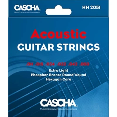 Abbildung von Cascha Premium Gitarren Saiten Set I Stahl für Akustik &amp; Western sehr gute Klang Qualität hohe Lebensdauer hochwertiges 6 Acoustic Guitar Steel Strings Stück
