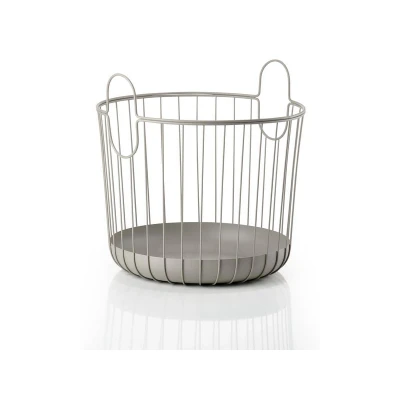 Abbildung von Zone Denmark Inu Korb mit Griffen aus Metall, Aufbewahrungskorb, Handtuchkorb, Gästehandtuchkorb, Deckenkorb, Rund, Durchm. 40,6 cm, Höhe 41,1 Taupe (Braun)