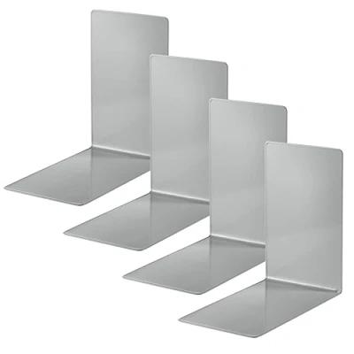 Abbildung von Alco Albert 4301 29 4 Buchstützen aus Metall, Stück, grau, 14 x 8,5 cm, für Schule, Büro und Zuhause