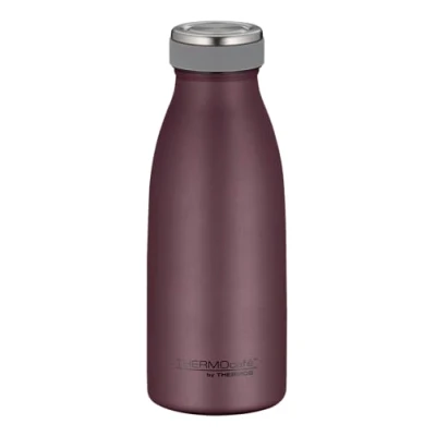 Abbildung von THERMOcafé by THERMOS TC BOTTLE burgundy mat 0,35l, Edelstahl Isolierflasche kohlensäurefest, 12h heiß 24h kalt, Auslaufsicher, für Schule, Unterwegs &amp; Büro