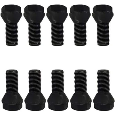Abbildung von 10 Radschrauben Radbolzen Kegelbund schwarz M14x1,5 25mm (Kurzkopf)